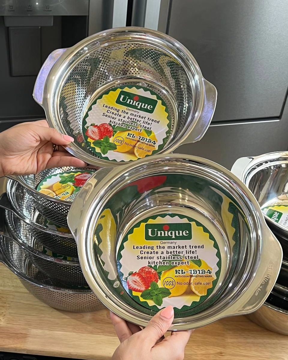 لگن و آبکش استیل ۵پارچه