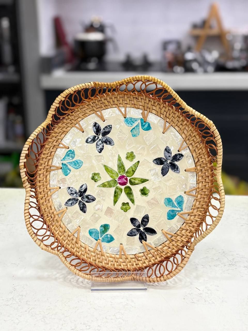 سینی کف صدفی راتان