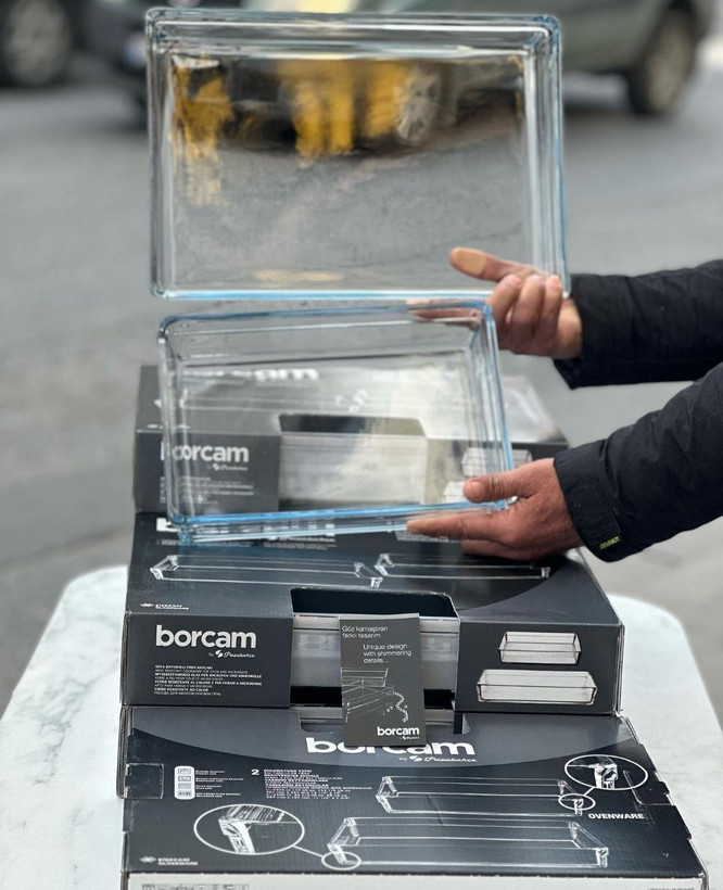 شارژ مجدد پرفروش ترین تابه های مربع و مستطیل جفتی borcam محصول Paşabahçe ترکیه🇹🇷🇹🇷🇹🇷