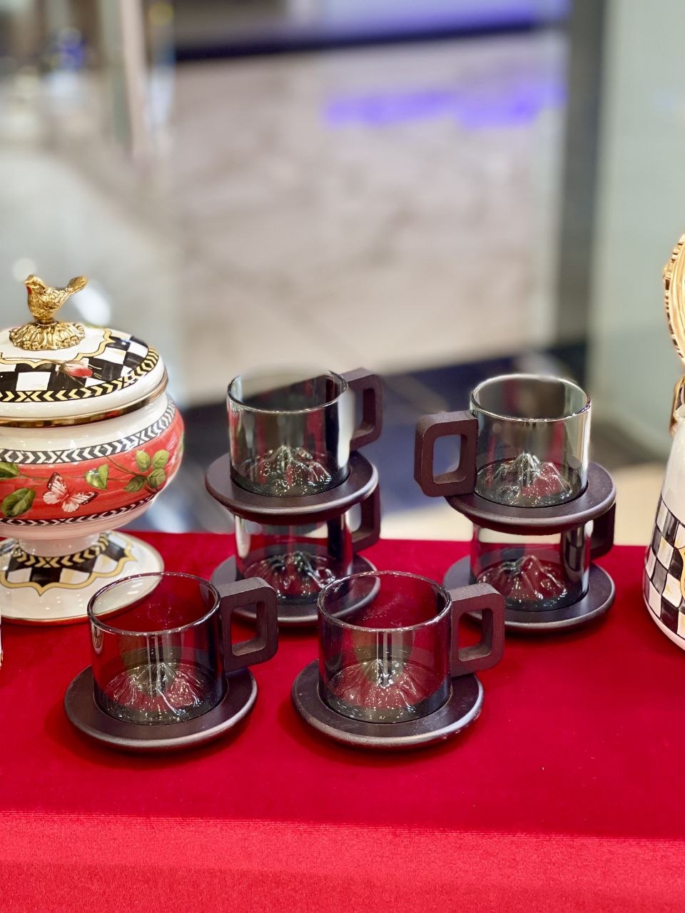 فنجان و نعلبکی پیرکس دودی کوه یخ محصول وارداتی
