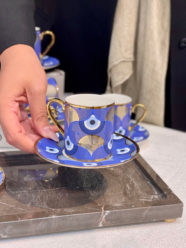 شارژ مجدد پروفروش ترین ست قهوه خوری 🧿mavi nazar🧿 محصول Kosova ترکیه🇹🇷🇹🇷🇹🇷