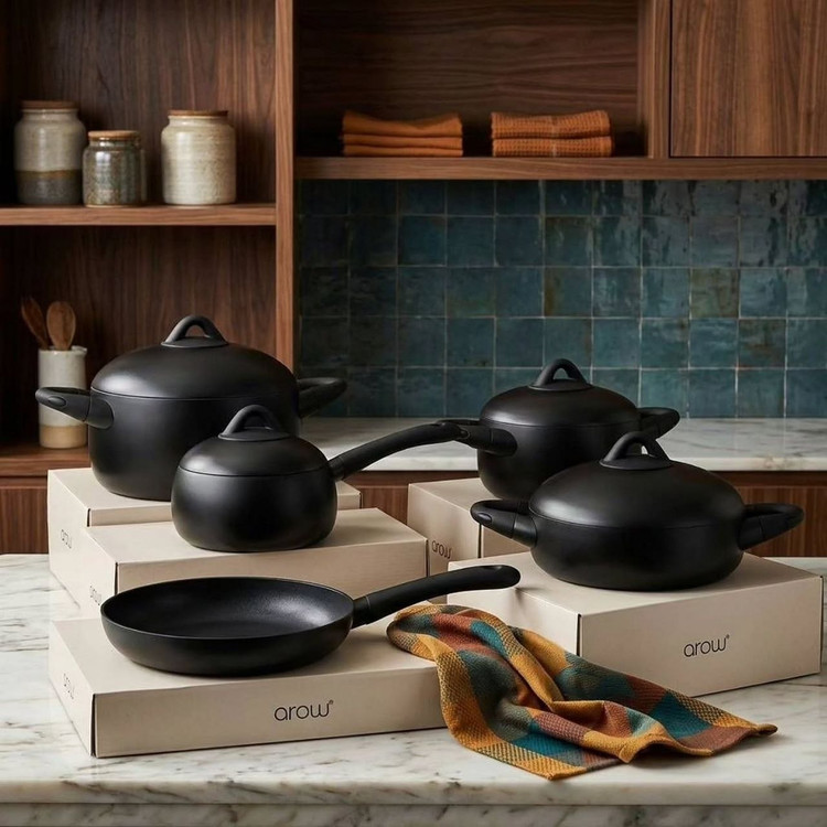 سرویس قابلمه 9 پارچه black stone(Dolçe) محصول arow ترکیه🇹🇷🇹🇷🇹🇷