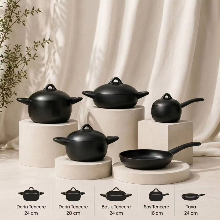 سرویس قابلمه 9 پارچه black stone(Dolçe) محصول arow ترکیه🇹🇷🇹🇷🇹🇷