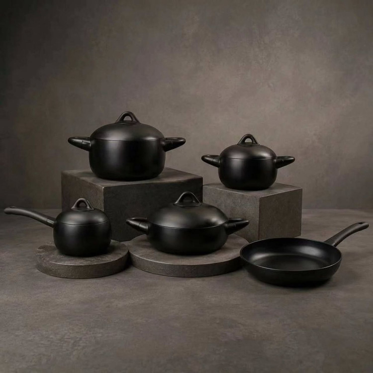 سرویس قابلمه 9 پارچه black stone(Dolçe) محصول arow ترکیه🇹🇷🇹🇷🇹🇷