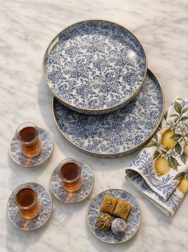 شارژ چندمین بار پر فروش ترین سینی پذیرایی و سرو جفتی Blue spring محصول وارداتی