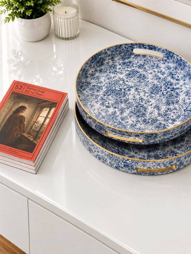 شارژ چندمین بار پر فروش ترین سینی پذیرایی و سرو جفتی Blue spring محصول وارداتی