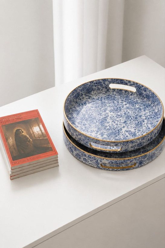 شارژ چندمین بار پر فروش ترین سینی پذیرایی و سرو جفتی Blue spring محصول وارداتی