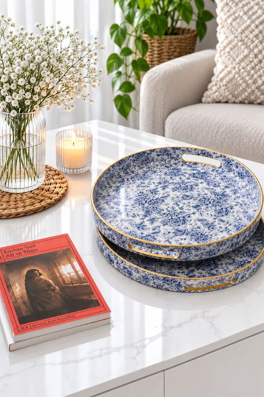 شارژ چندمین بار پر فروش ترین سینی پذیرایی و سرو جفتی Blue spring محصول وارداتی