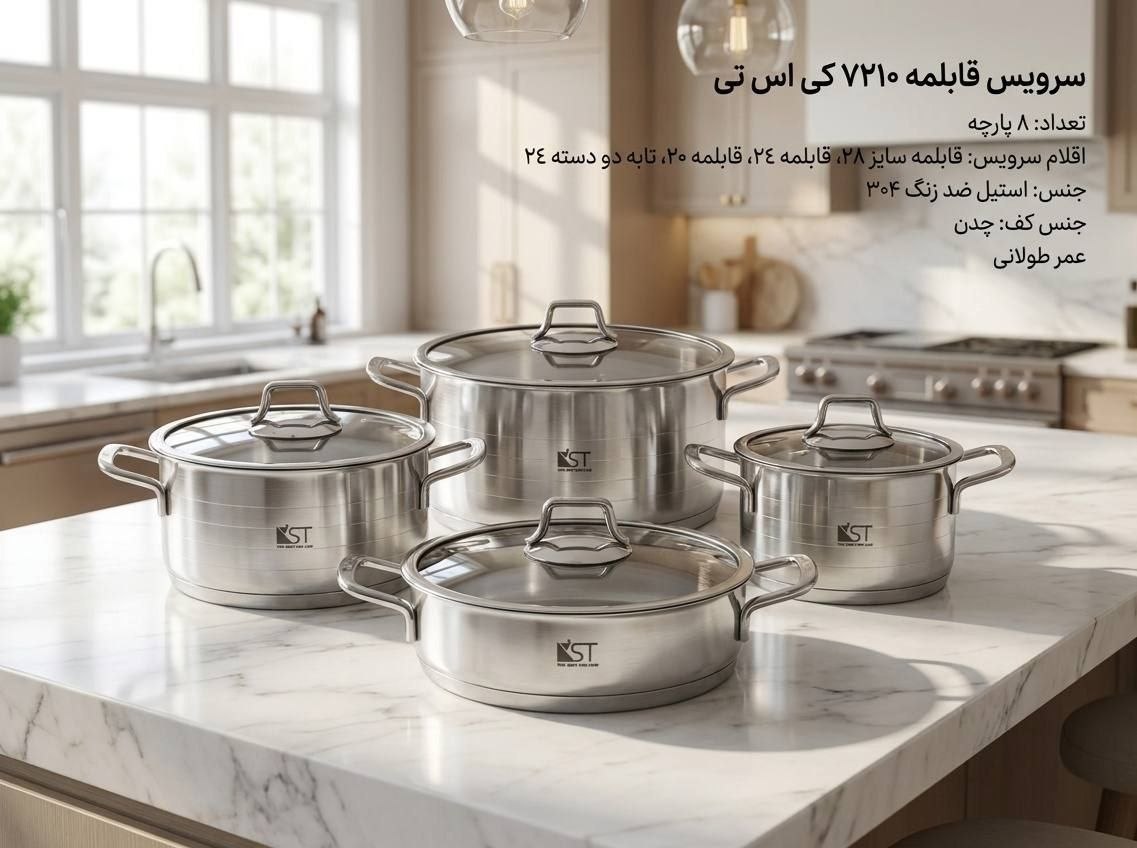 سرویس ۸ پارچه استیل کی اس تی KST